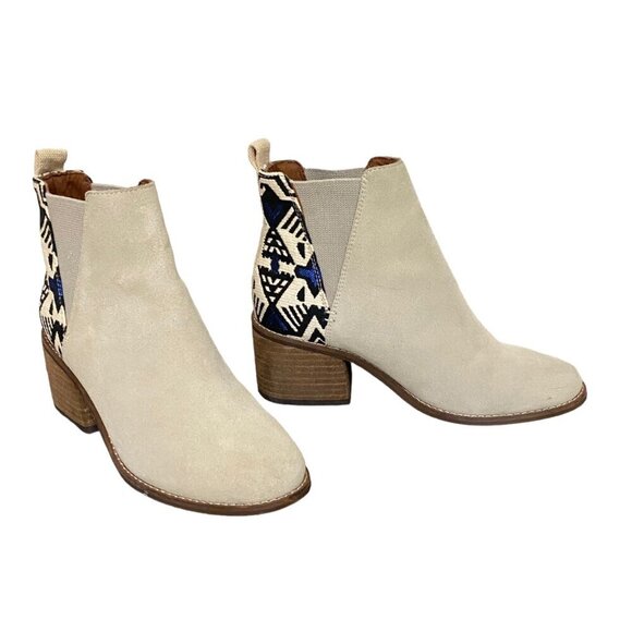 Toms Esme Birch Suede Chelsea Boots with Embroidery Size 6 - Picture 3 of 7